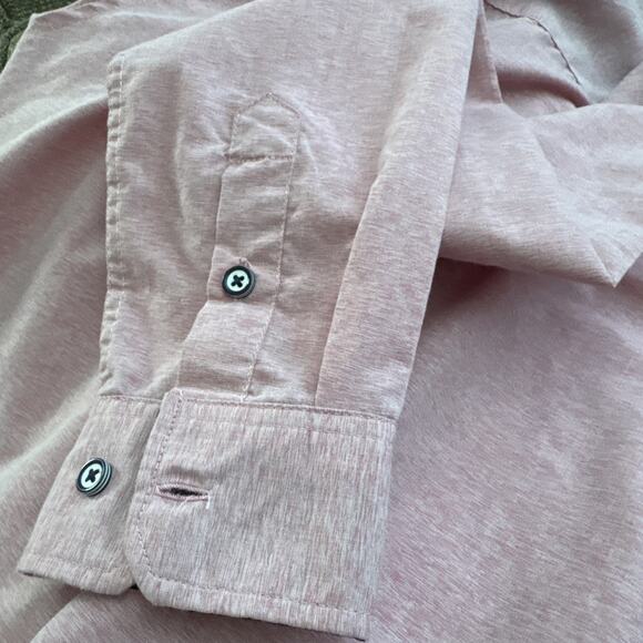 Craft + Flow Men’s Shirt Adult Medium Pink Long Flip Sleeve Button Up Pocket - Picture 11 of 12